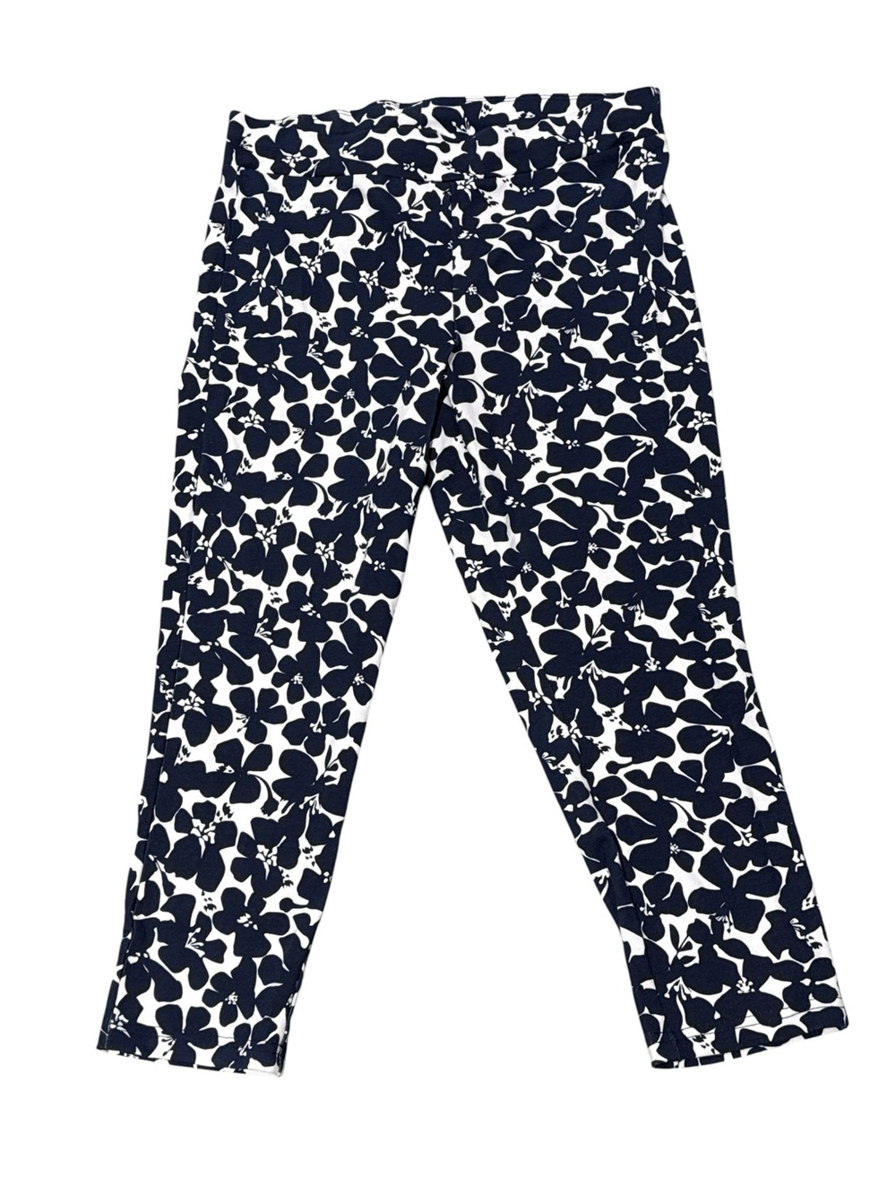 HUE Navy & White Floral Print Pants